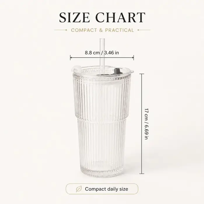 Tasse à café en verre rayé avec couvercle et sans couvercle