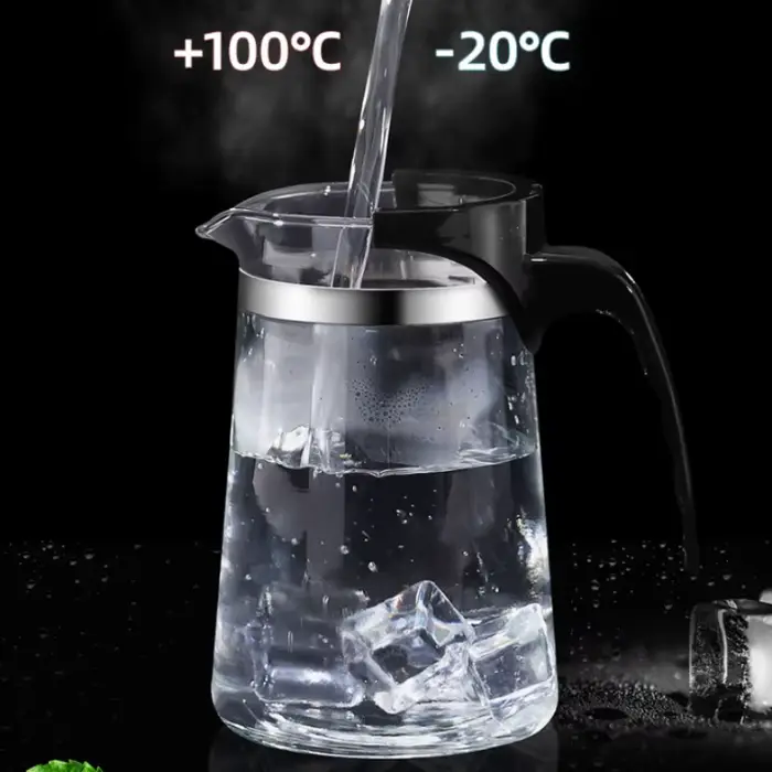 Théière en verre borosilicate JUSTINLAU 500ml-1800ml avec infuseur à thé et compartiment à thé