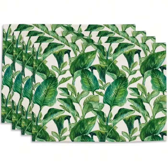 Sets de Table Imprimés de Feuilles Vertes Tropicales