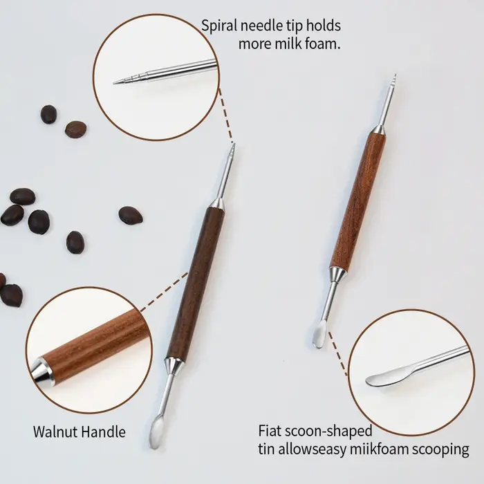 Stylo pour Latte Art, outil de dessin sur café avec manche en bois