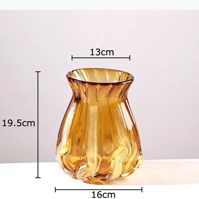 Vase en verre créatif couleur ambre, pots de plantes hydroponiques, décoration de table, arrangement