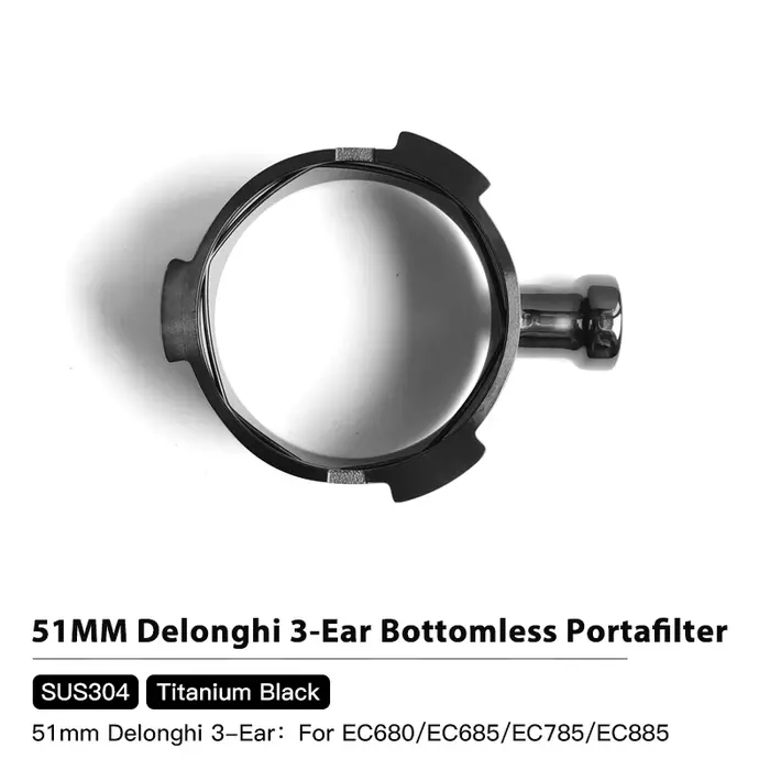 Porte-filtre à café sans fond de 51 mm pour machine à expresso Delonghi Dedica EC680 EC685