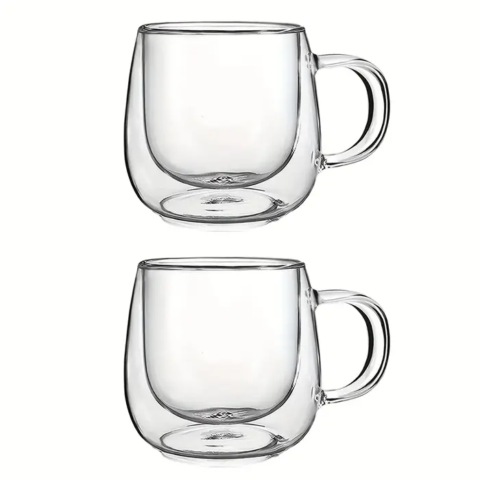 Paquet de 2 tasses à café en verre-ensemble de tasses isolées à Double paroi avec poignée, tasse à t
