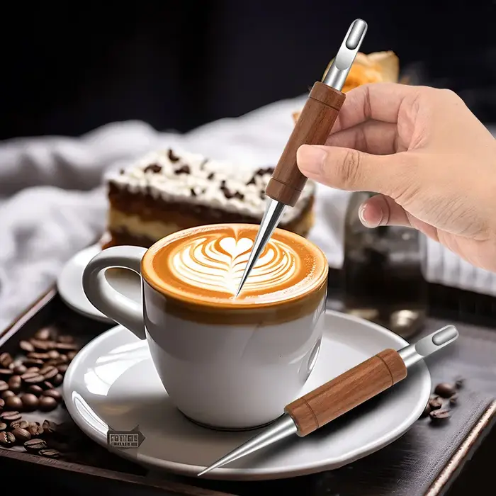 Stylo à café artistique en acier inoxydable