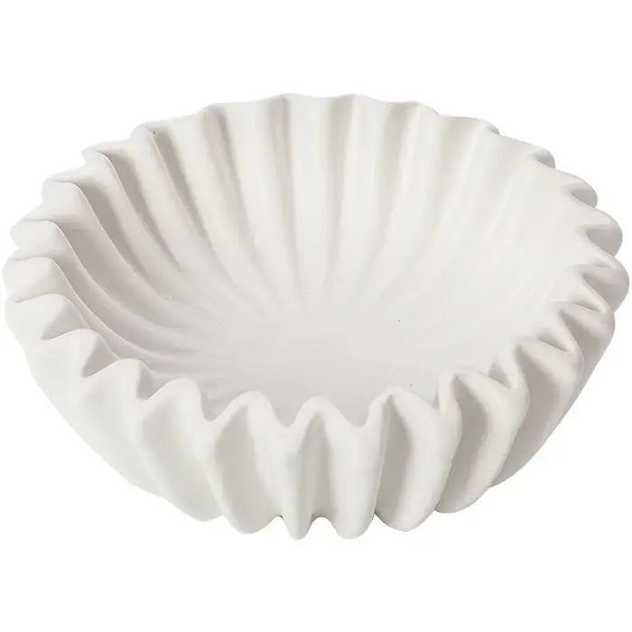 Assiette isolante en forme de feuille de lotus double couche en céramique blanche