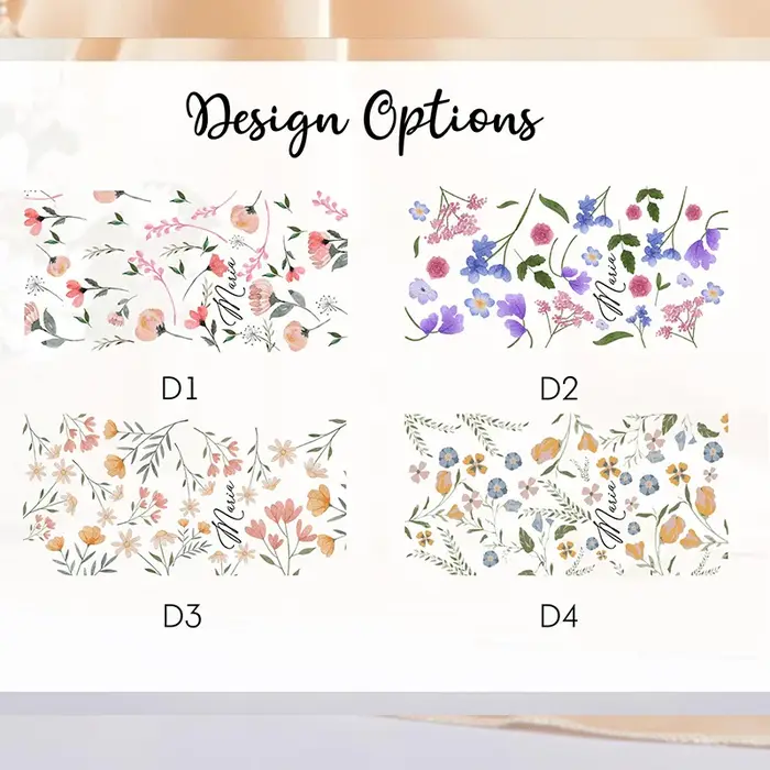 Tasses en verre personnalisées à motif floral 16oz avec couvercle et pailles