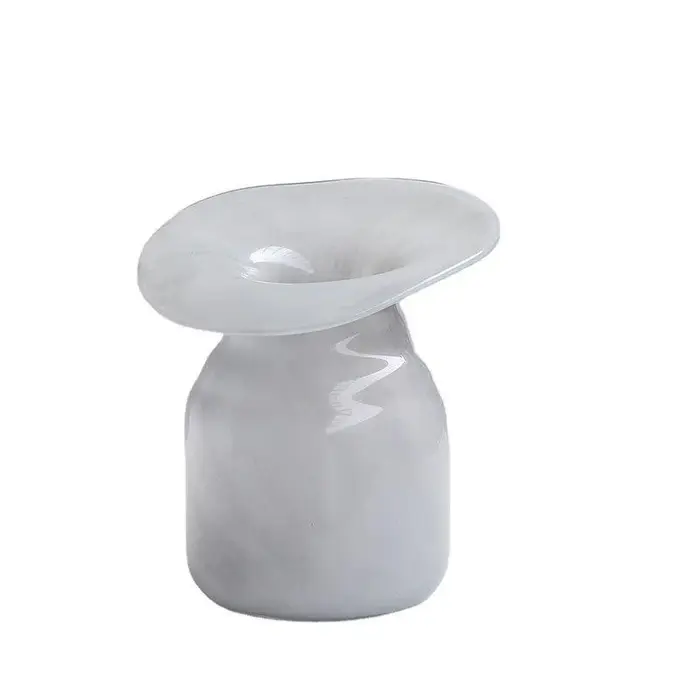 Vase en verre gris pour hydroponie