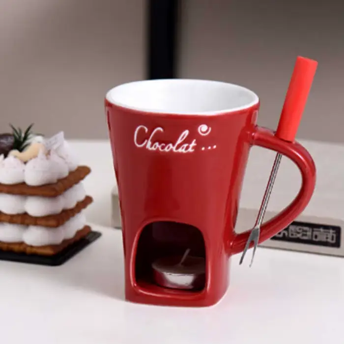 Tasse à fondue au chocolat de 130 ml, tasse chauffante pour caramel, fromage et guimauves pour les f