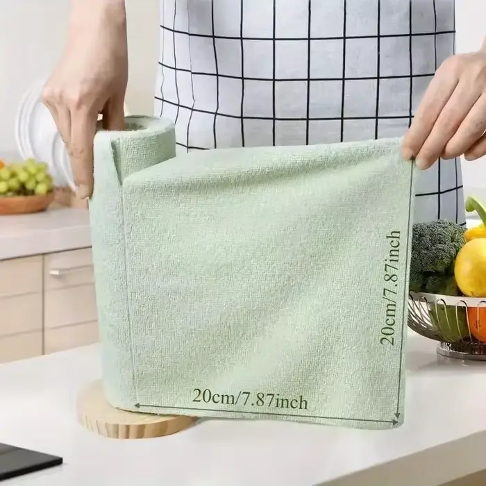 20 feuilles/rouleau de torchon en microfibre – chiffon de cuisine double face multifonctionnel
