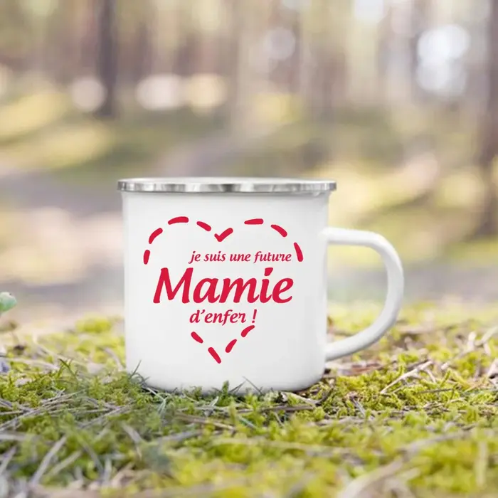 Tasses à café en émail imprimées françaises, tasse de Camping créative avec poignée, verres à boisso
