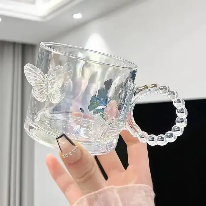 Verre torsadé Transparent papillon, tasse d'eau de haute beauté, verre de bière, jus domestique, verres à whisky, boissons froides, verrerie