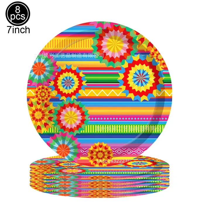 Cinco De Mayo Fiesta vaisselle assiettes serviette nappe support à gâteau mexique Taco carnaval coloré décoration De fête d'anniversaire
