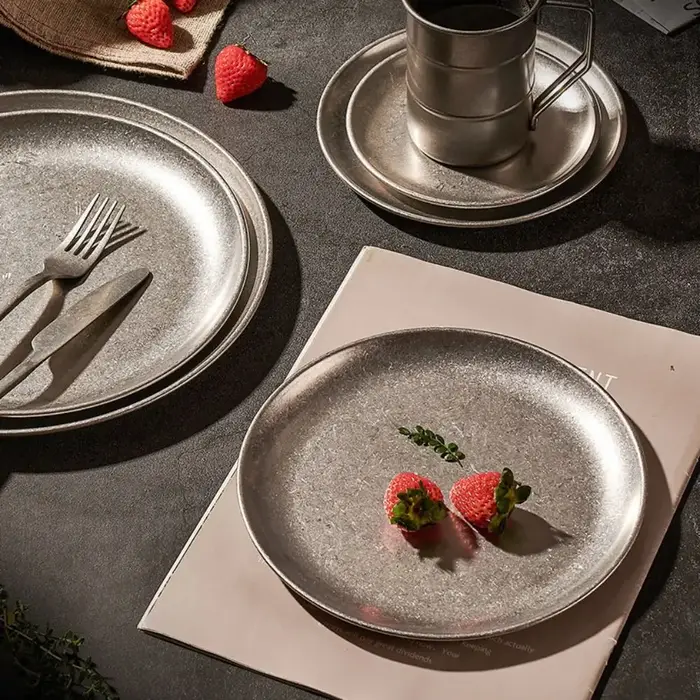 Vaisselle assiette à Steak en acier inoxydable plat occidental classique Durable