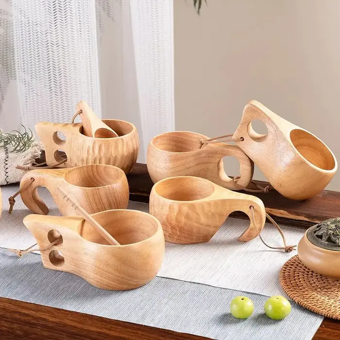 (1 pièces) petite tasse à lait créative en bois 6/8oz 180-240ml