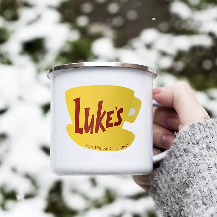 Luke's Diner-Tasse à café en émail réutilisable, cuillère à soupe blanche, verres en céramique amica