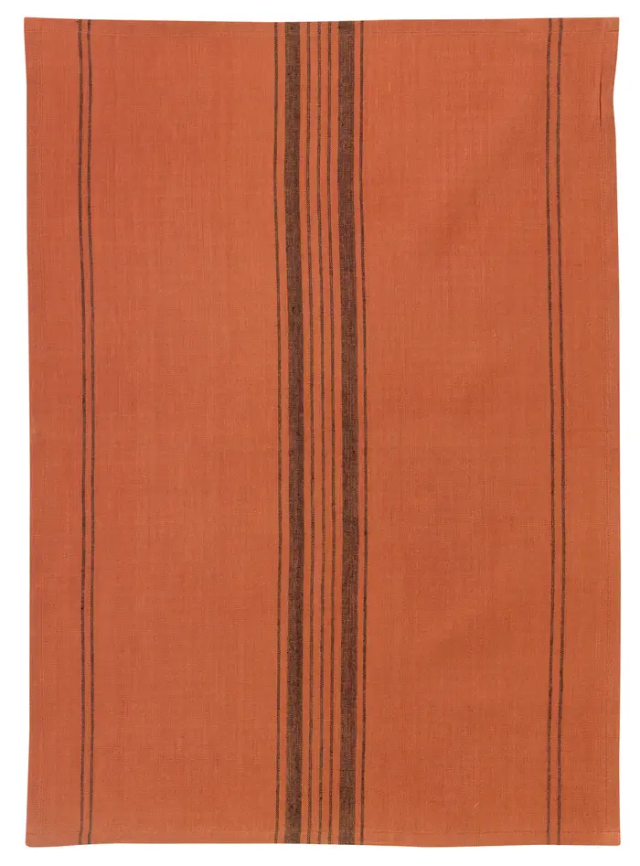 Torchon Metis Kilia rayures Brique 50 x 70