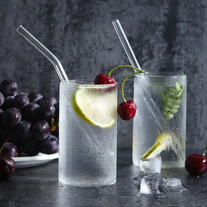 Pailles réutilisables en verre transparent