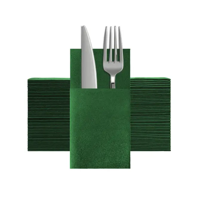 JINYUDOME 25/50 pièces Serviettes de table jetables colorées avec pochette intégrée pour couverts