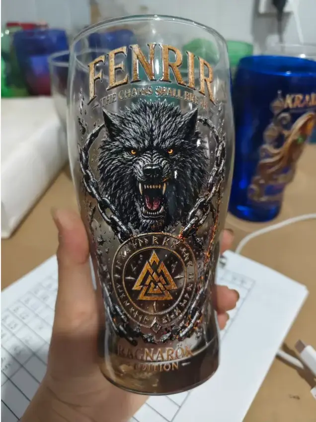 Verre à bière Fenrir Wolf Viking, édition Ragnarok de la mythologie nordique, verre à boire « Les ch