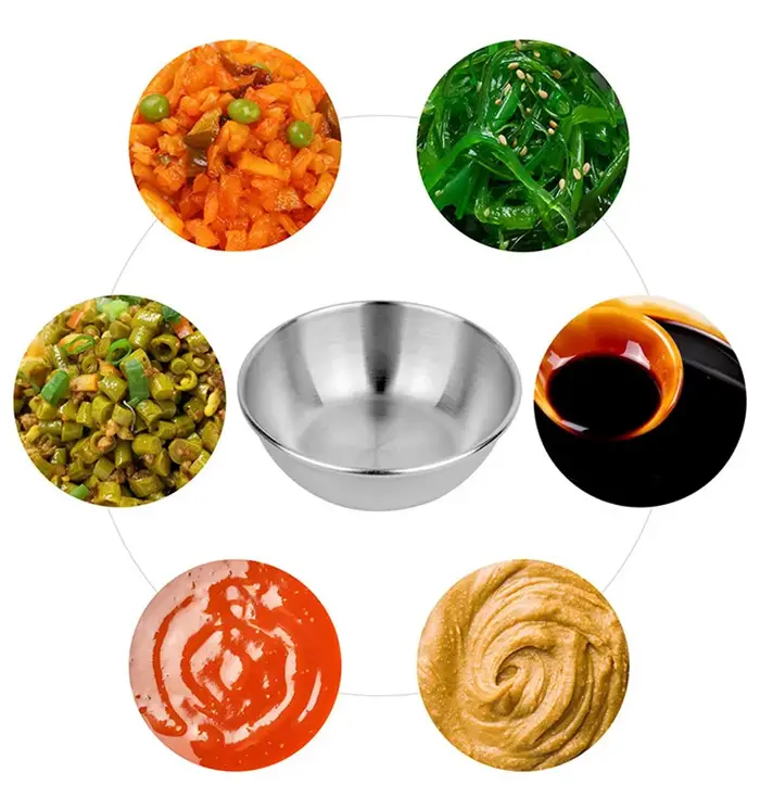 Plat à tremper plats à Sauce en acier inoxydable Mini soucoupes individuelles bol