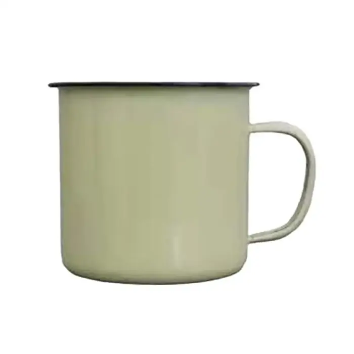 Tasse à café en émail faite à la main, tasse à thé avec poignée, tasse à eau rétro de couleur unie,