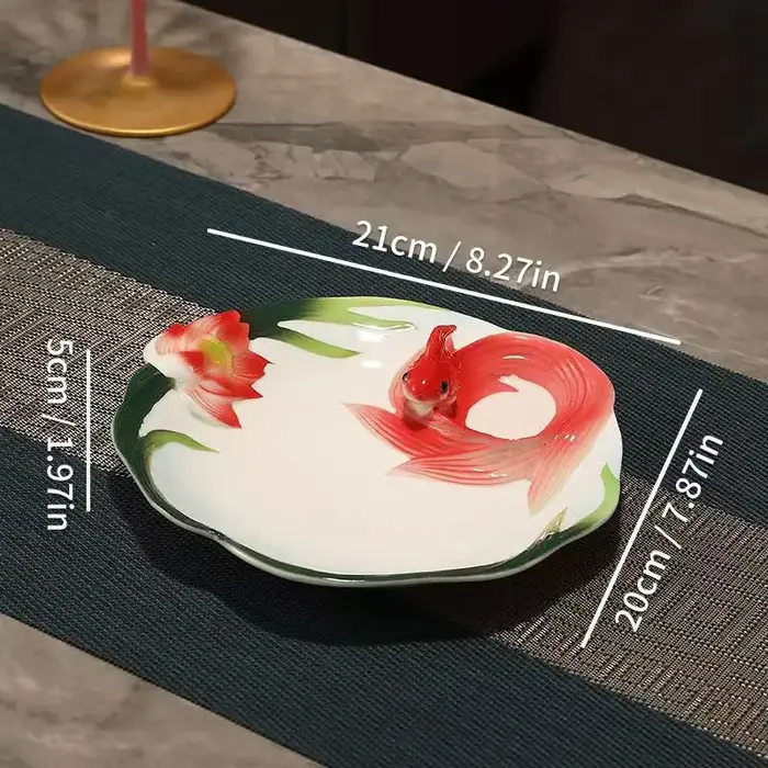 Assiette peu profonde en céramique pour poisson rouge