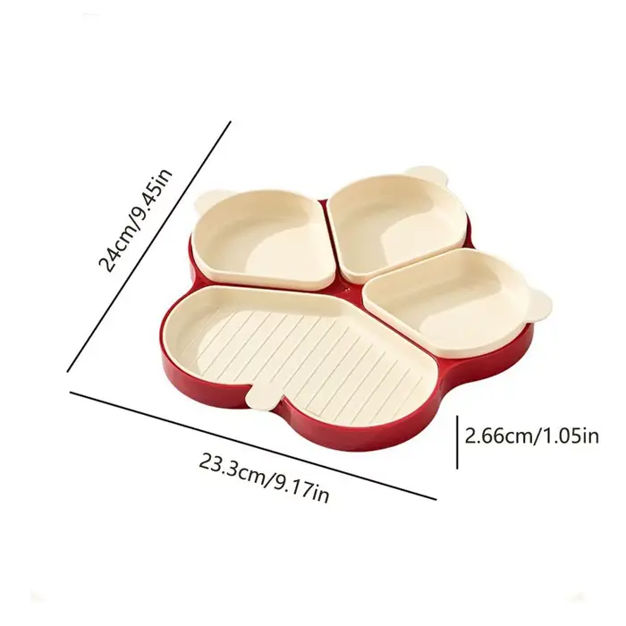Assiette de préparation en plastique réutilisable à 4 compartiments
