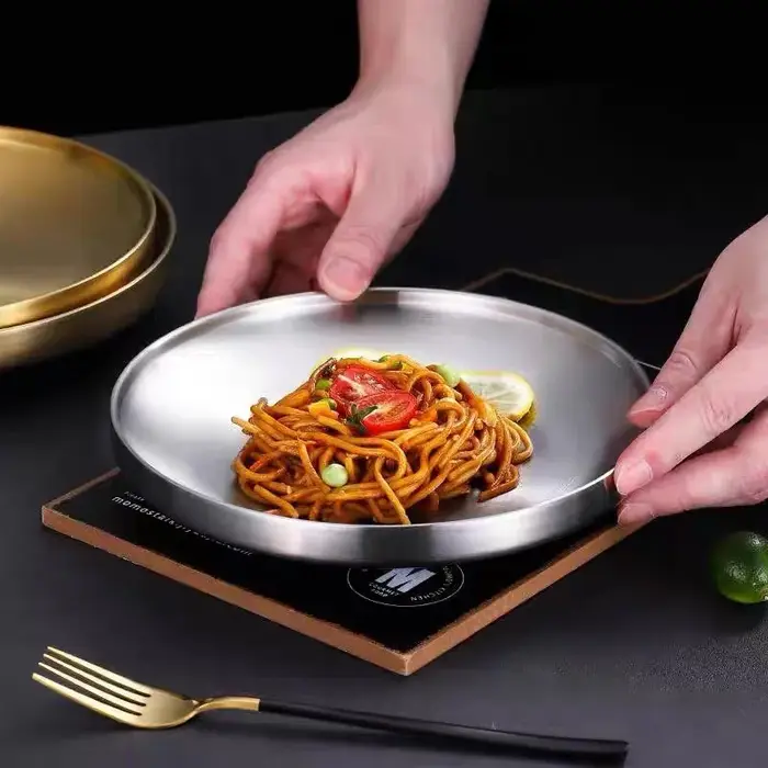 Assiette ronde en acier inoxydable 304