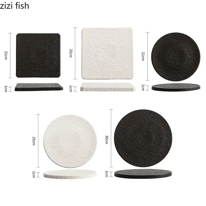 Assiette en céramique à motifs de pierre, assiette à Steak, assiette de service, assiettes à gâteaux, Dessert, plat à Sushi, Cuisine moléculaire, vaisselle de Restaurant