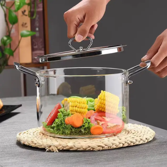Verrerie moderne haute teneur en verre Borosilicate marmite transparente minimaliste casserole