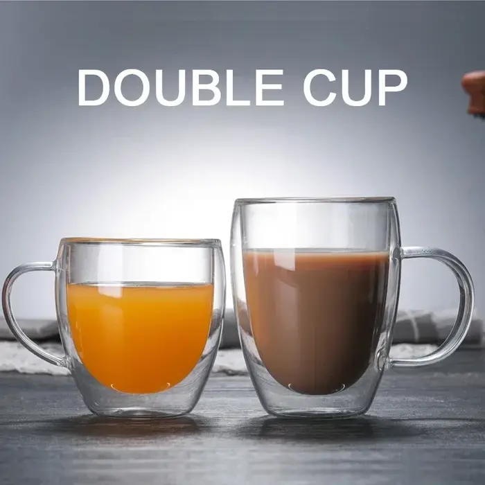 Tasse à café en verre murale à Double fond