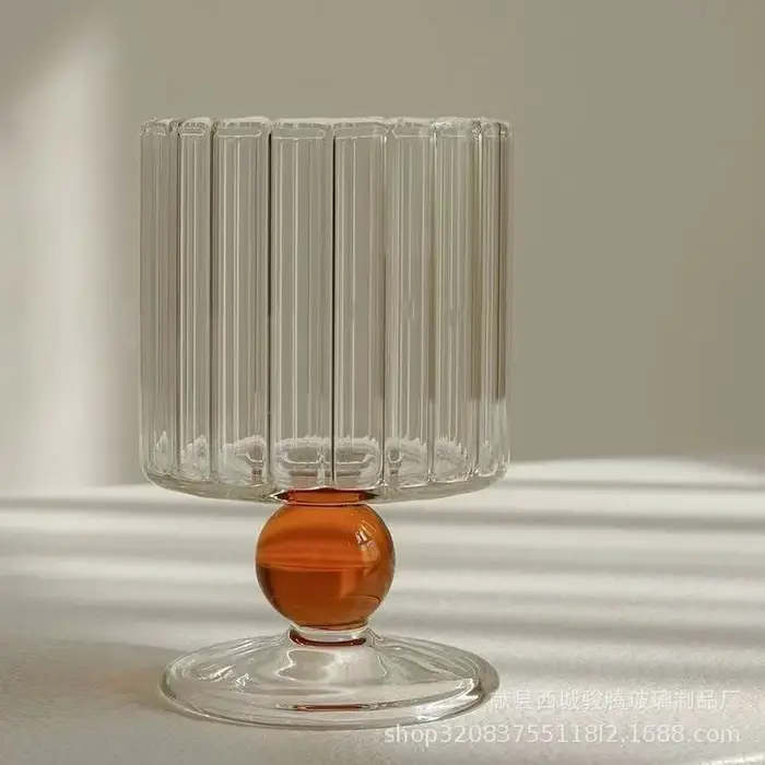 Grand verre à whisky Vintage de Style nordique, tasse à lait transparente rayée, tasse à café Simple