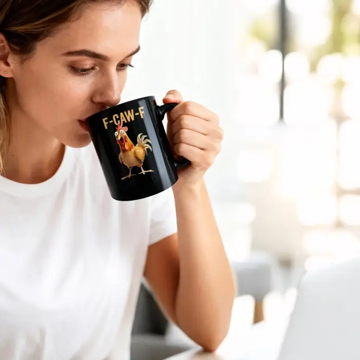 Tasse à café en céramique drôle f-caw-f poulet