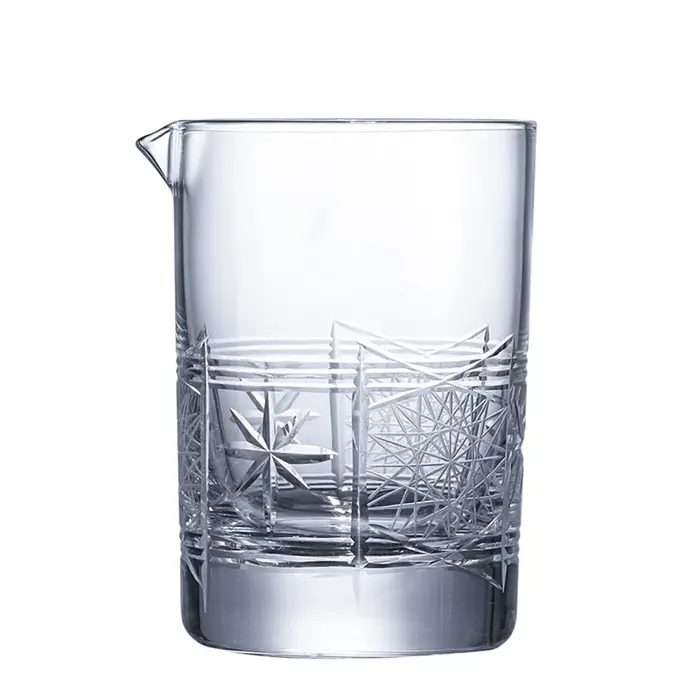 CRISON Tasse à mélanger pour cocktail gravée en verre de cristal fait à la main, mélangeur à cocktai