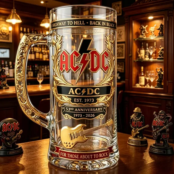 Verre à bière grande capacité AC/DC 53ème anniversaire du groupe, idéal pour les concerts de heavy metal, bars, pubs, fêtes, cadeau de collection pour les amateurs de rock