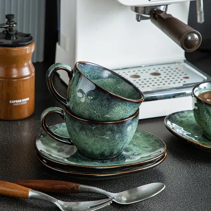 Plateau de tasse à café en céramique rétro japonaise