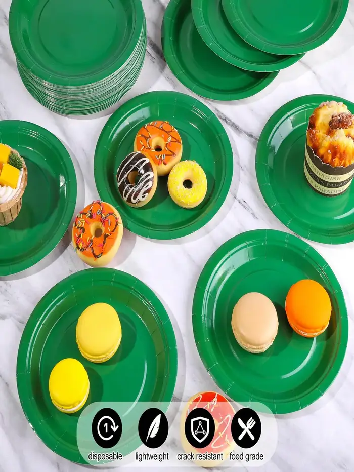 Assiettes en papier jetables vertes