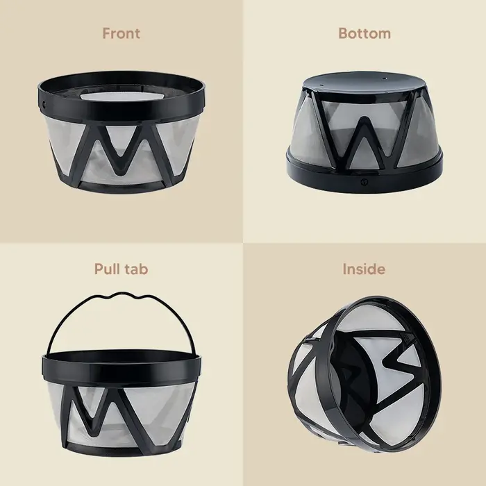 Filtre à café permanent à panier réutilisable pour les brasseurs Mr. Coffee Makers, paquet de 2 pour filtre à panier de remplacement Mr. Coffee de 8 à 12 tasses