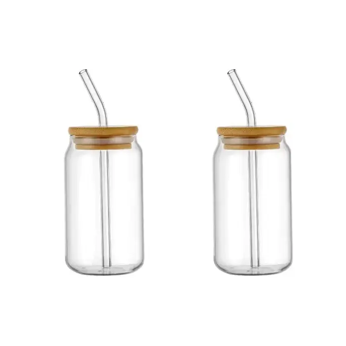 1 Pcs Disponible Mason Bocaux Café Tasse avec Pailles Couvercles Glacé