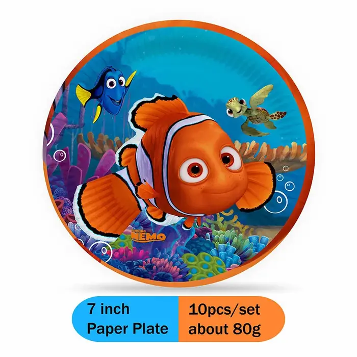 Nemo thème mignon fête Supplie papier tasse assiette en papier vaisselle tourbillons Chliden joyeux