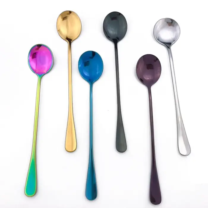 Cuillères à café et Dessert colorées arc-en-ciel noir