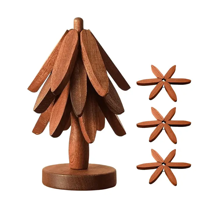 Ensemble de dessous-de-plat et de dessous-de-verre en bois