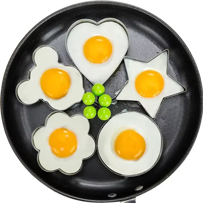 Moule à œufs frits en acier inoxydable, pansement en forme de cœur, petit-déjeuner, anneaux d'omelet