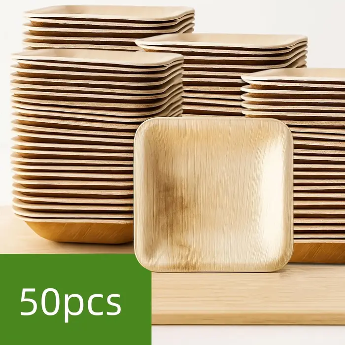 Assiettes en feuilles de palmier carrées de 3