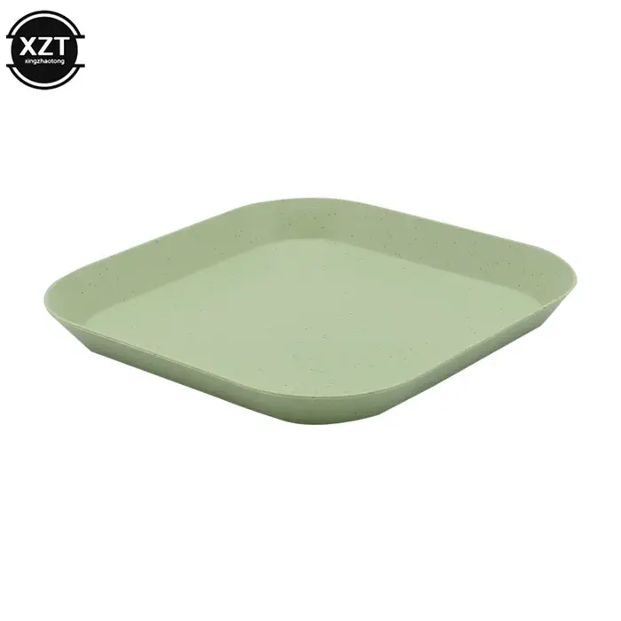 Plats carrés anti-gouttes en paille de blé, plats pour enfants, assiette à manger, broche, os, ménage, collation, gâteau, déchets de fruits