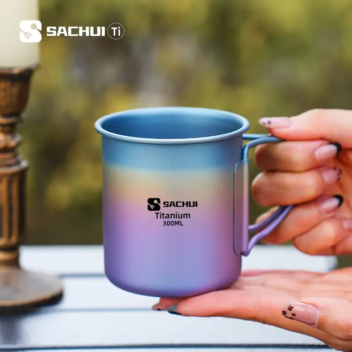 Tasse à thé et café portable ultralégère en titane coloré
