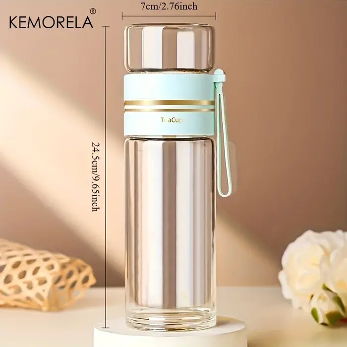 1PCS Tasse à thé portable en verre borosilicate à double paroi de 520 ml avec infuseur