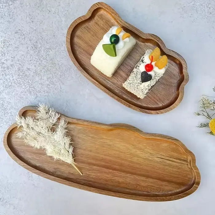 Bois décoratif pain Snack gâteau plat alimentaire plateaux vaisselle Style japonais