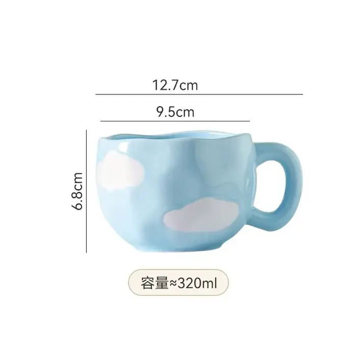 Style coréen mignon arc café tasse en céramique assiette ensemble créatif Vintage peint à la main mé
