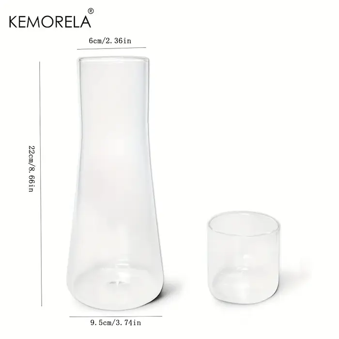 1/2 pièces 30oz clair haute teneur en verre Borosilicate jeu de Carafe d'eau de chevet avec gobelet-broche